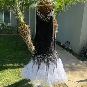 Black and White Beaded Mermaid Gown